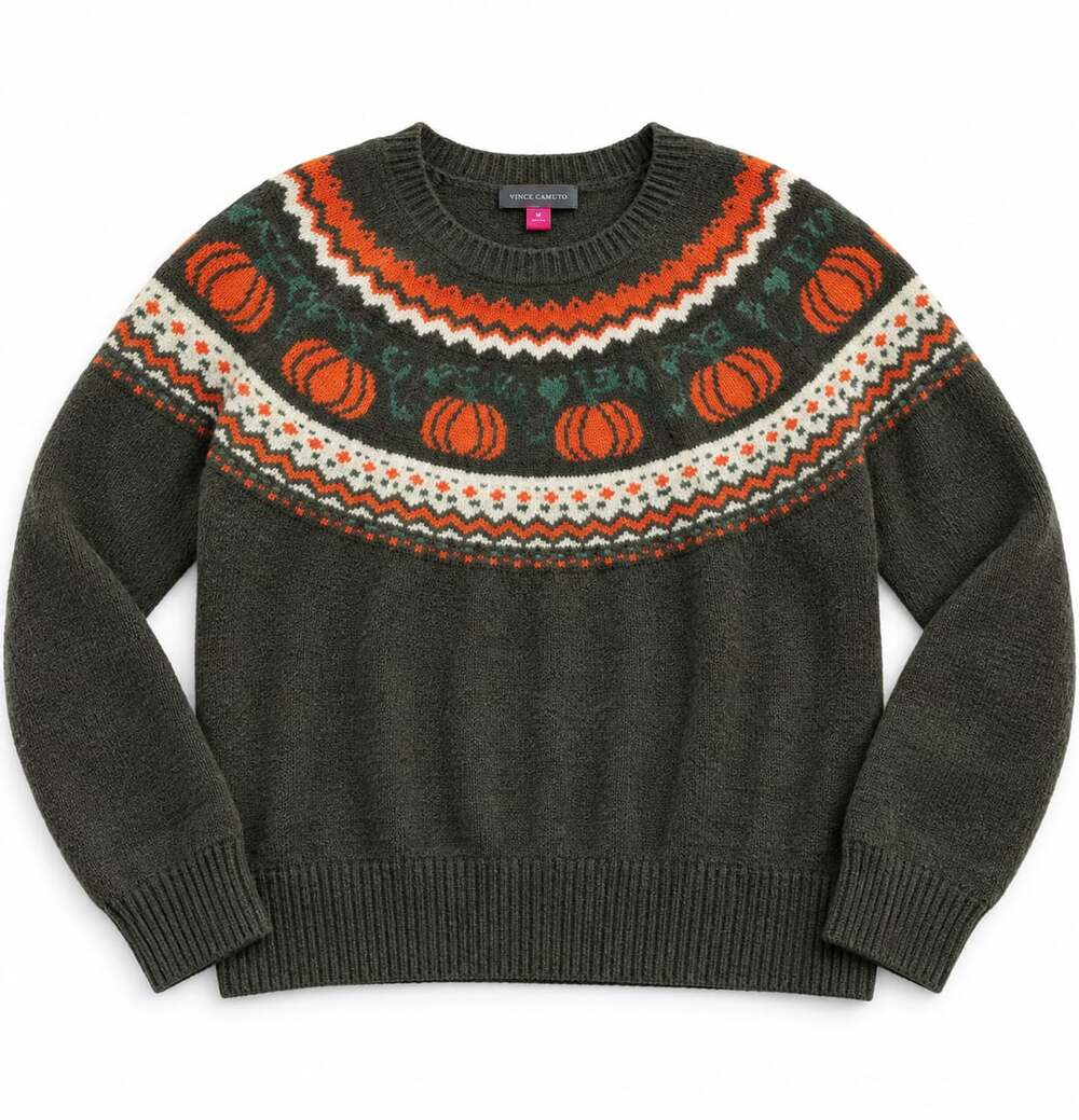 Vince Camuto Pumpkin Fair Isle Sweater Size M (z)